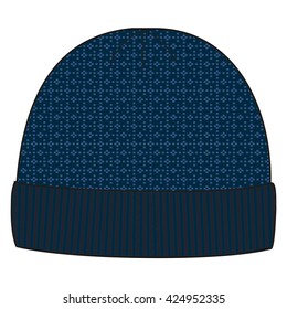Man winter knitted cap. Design pattern hats. Knit geometry caps, jacquard, fashion, style, 
trend, stock vector.