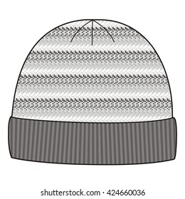 Man winter knitted cap. Knit winter caps, jacquard, fashion, stock vector.
