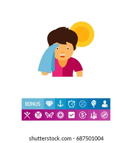 Man wiping sweat icon