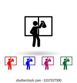 Man wiping window nolan icon. Simple glyph, flat vector of cleaning the house icons for ui and ux, website or mobile application