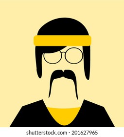 man with wire frame glass and headband