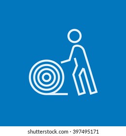 Man with wire spool line icon.