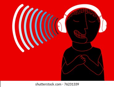 man with wireless headphones