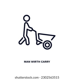 man wirth carry icon. Thin line man wirth carry icon from behavior and action collection. Outline vector isolated on white background. Editable man wirth carry symbol can be used web and mobile