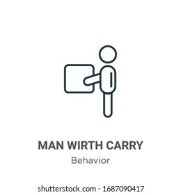 Man wirth carry outline vector icon. Thin line black man wirth carry icon, flat vector simple element illustration from editable behavior concept isolated stroke on white background