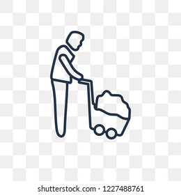 Man wirth Carry vector outline icon isolated on transparent background, high quality linear Man wirth Carry transparency concept can be used web and mobile