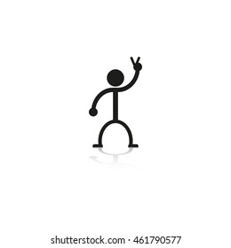 Man wishing good luck in business. Vector icon.