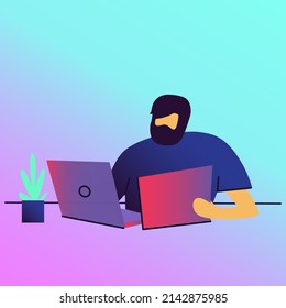 Man wit laptop for your text