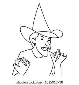 Man with witch costume, halloween concept
