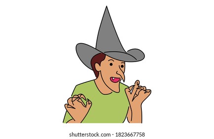 Man with witch costume, halloween concept
