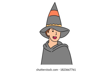 Man with witch costume, halloween concept