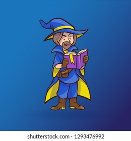 Man Witch Reading a Book Vector