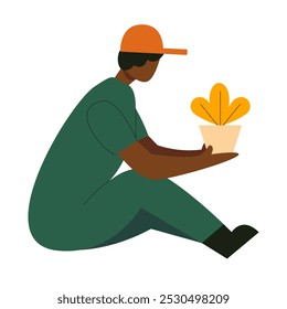 man withe the plant pot illustrations