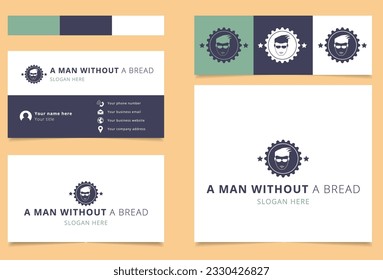 A man without a beard logo design with editable slogan. Branding book and business card template.