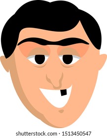 Man without tooth, illustration, vector on white background.