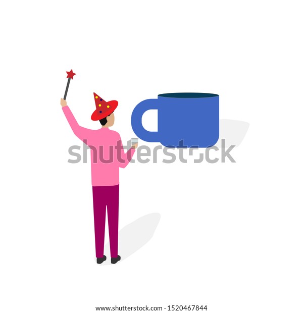 Man Wizard Mug Man Wand Flat Stock Vector (Royalty Free) 1520467844