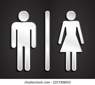 man and woman 3d silver pictogram symbol