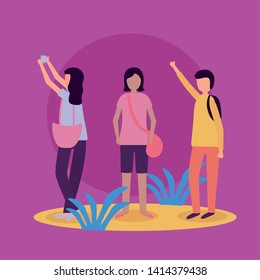 man and woman activities outdoors vector illustration