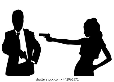 Man Woman Aiming Gun Stock Vector (Royalty Free) 442965571 | Shutterstock