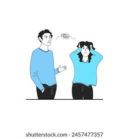 A man and a woman are arguing. Illustration in flat style.