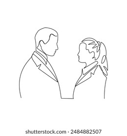 Man and woman arguing. Picture drawn in line art style
