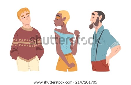 Man and Woman with Arrogant Face Expression Proud Looking Vector Set