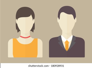 Man and woman avatar, flat design people