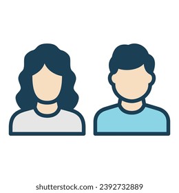 Man and woman avatar icon. Male and female face silhouettes. Serving as avatars or profiles for unknown or anonymous individuals. Social network vector illustration