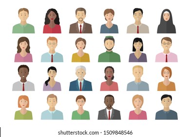 Man and woman avatar pictures. Icon set. Vector.