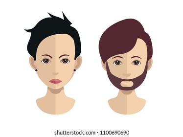 Man and woman avatars (isolated on white)