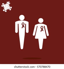 Man and woman with awareness ribbons icons