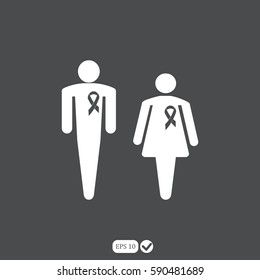 Man and woman with awareness ribbons icons