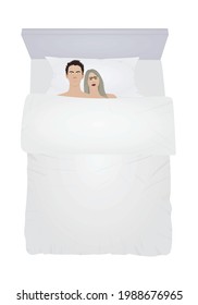 Man and woman in bed. vector