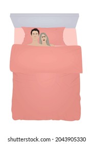 Hombre y mujer en la cama. vector