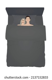 Hombre y mujer en la cama. vector