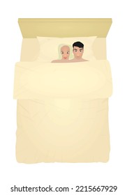 Hombre y mujer en la cama. vector