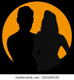 Man and woman black silhouette. Couple vector illustration.