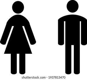 Man And Woman Black Silhouette WC Restroom Toilet Sighs Vector Icon