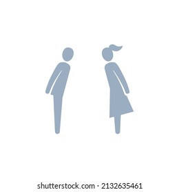 Man and woman bowing icon, Vector silhouette illustration.