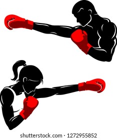 Man And Woman Boxing Silhouette