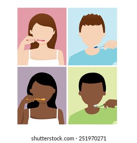 man and woman brush their teeth