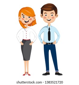 man and woman in business clothes. Two people in office clothes on a white background.