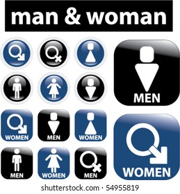 man & woman buttons. vector