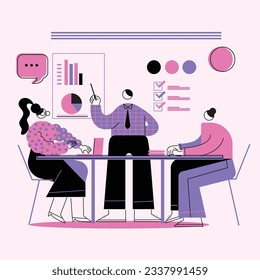 Man, woman cartoon working with a laptop in workspace, home or office vector illustration. Web information programs and networks, freelancer and self education concept.