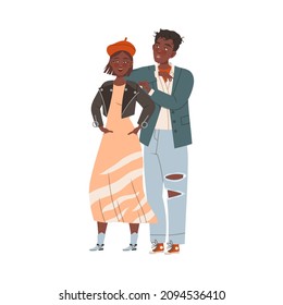 Man and Woman in Casual Wear Waiting or Standing in Queue or in Line for Nightclub Vector Illustration