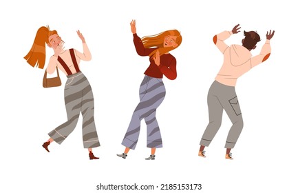 Man and Woman Character Afraid of Something Feeling Scared and Terrified Vector Set