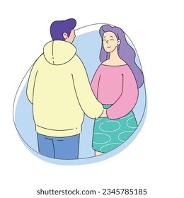 Man and Woman Character Comforting Touching Each Other Warmly Vector Illustration