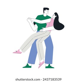 Man and Woman Character Dance Happily at Party Vector Illustration