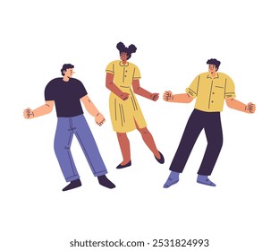 Man and Woman Character Dancing Moving Body at Music Tunes Vector Illustration