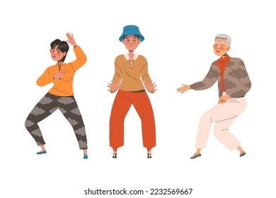 Man and Woman Character Practicing Tai Chi and Qigong Exercise Vector Set